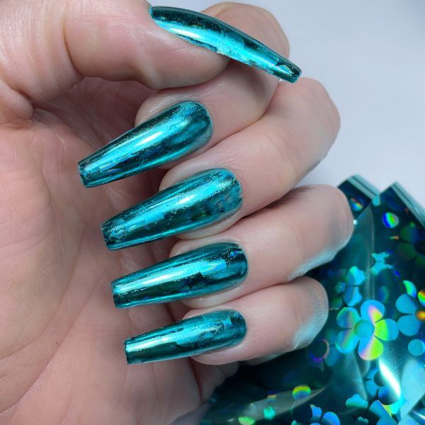 turquoise floral foil