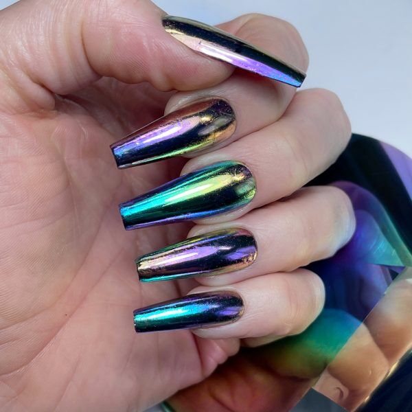 purple kaleidoscope nail art foil