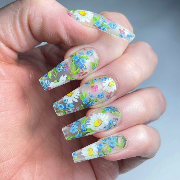 forget me not matte nails