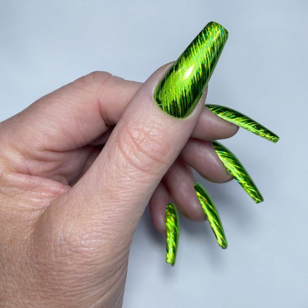 Lime Green Holographic Lines Foil