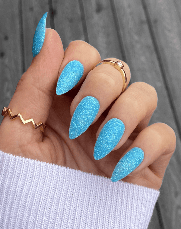 Blue Skies Iridescent Glitter nails