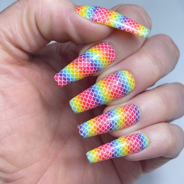 Rainbow mermaid nail art foil