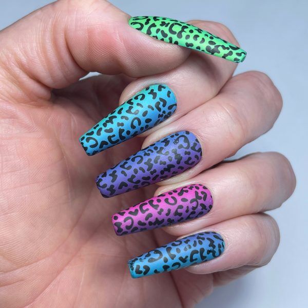 rainbow leopard nail art foil