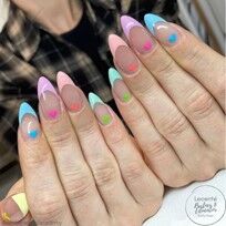 rainbow heart pastel nails