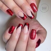 red tipped valentines nail art