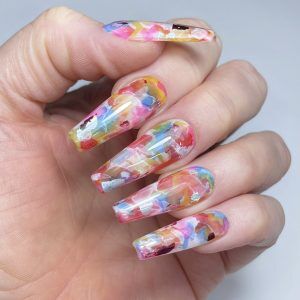 inky blooming nail art