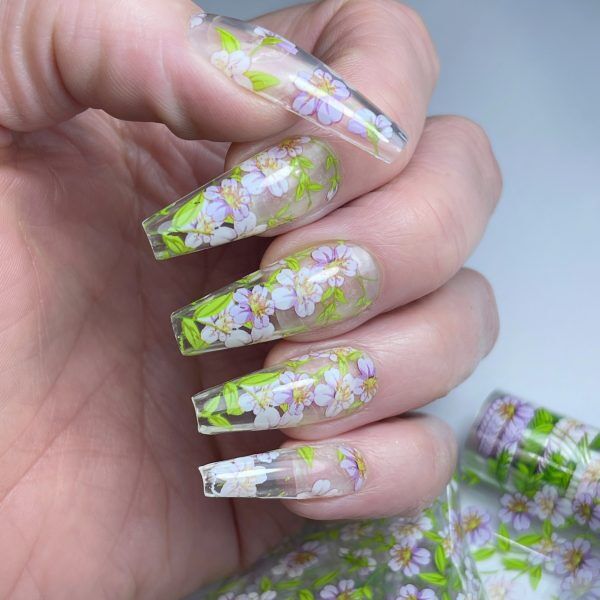 light pink flower nails