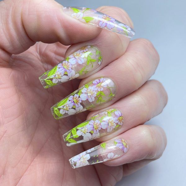 light pink flower nails