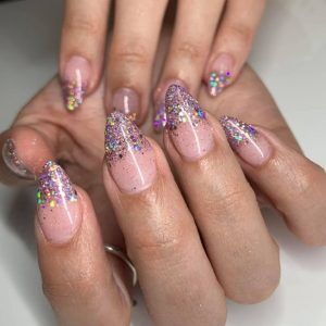 glitter tip nails using lecente glitter