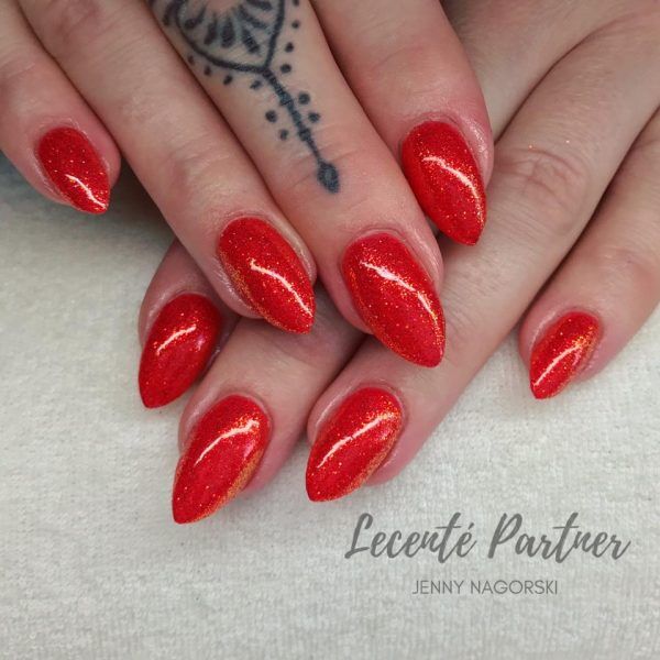 Red Apple Nail Art Iridescent Glitter