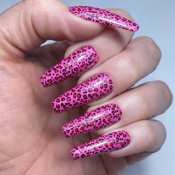 pink leopard nail art foil