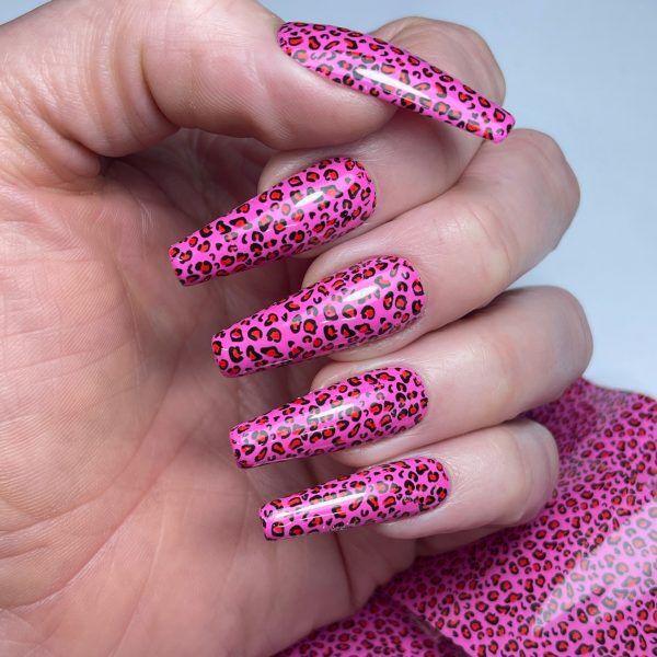 pink leopard nail art foil