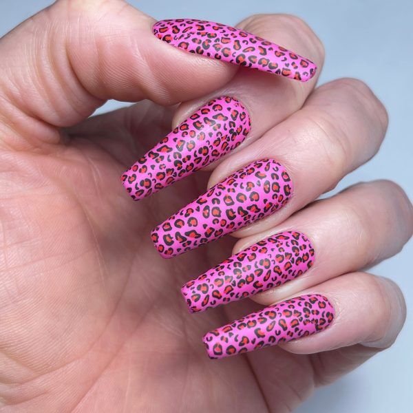 pink leopard nail art foil