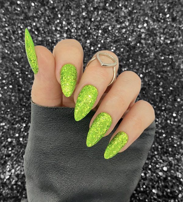 lime green multi nails