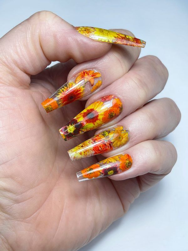 yellow sunflower nail foil