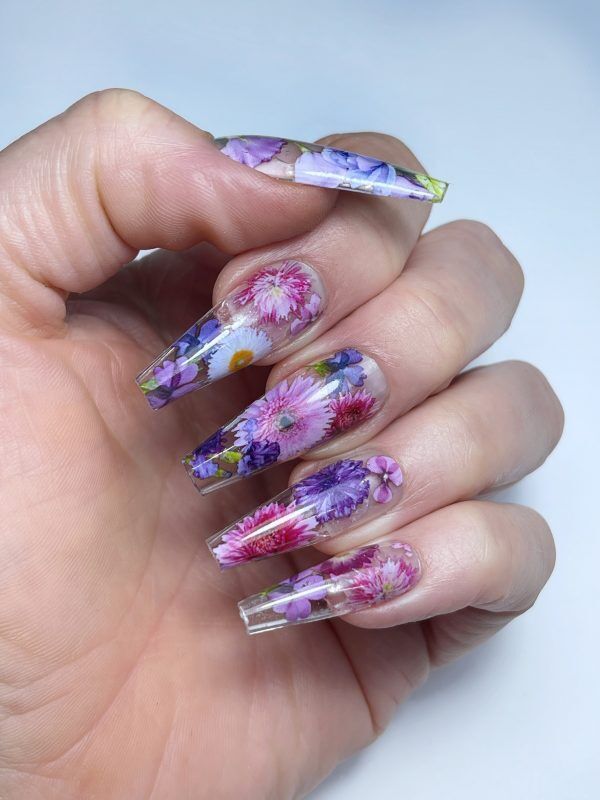 Lecenté Wildflower Purple Floral Nail Art Foil